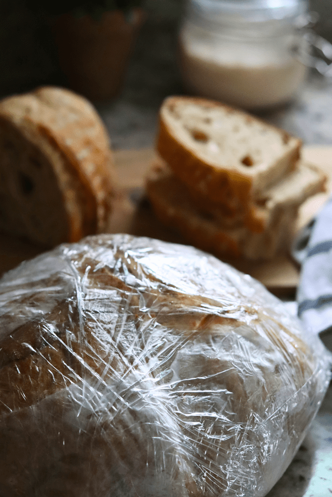 sourdough wrapped in plastic wrap