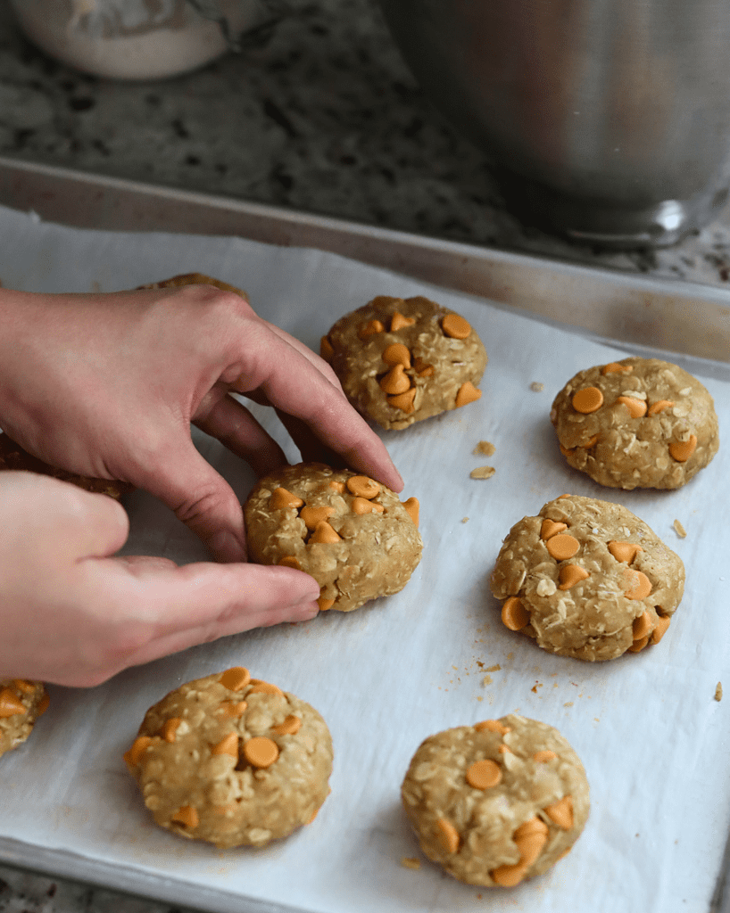 Shaping the cookie dough