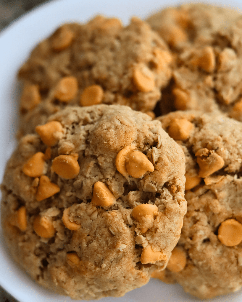 Sourdough Oatmeal Butterscotch Cookies on a plate