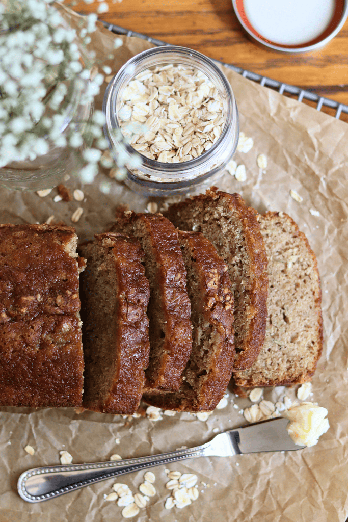 slices of sourdough oatmeal quick bread