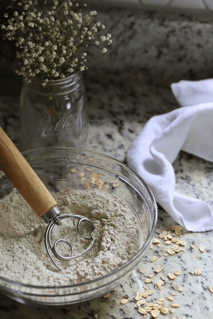 dry ingredients mixed in a glass bowl
