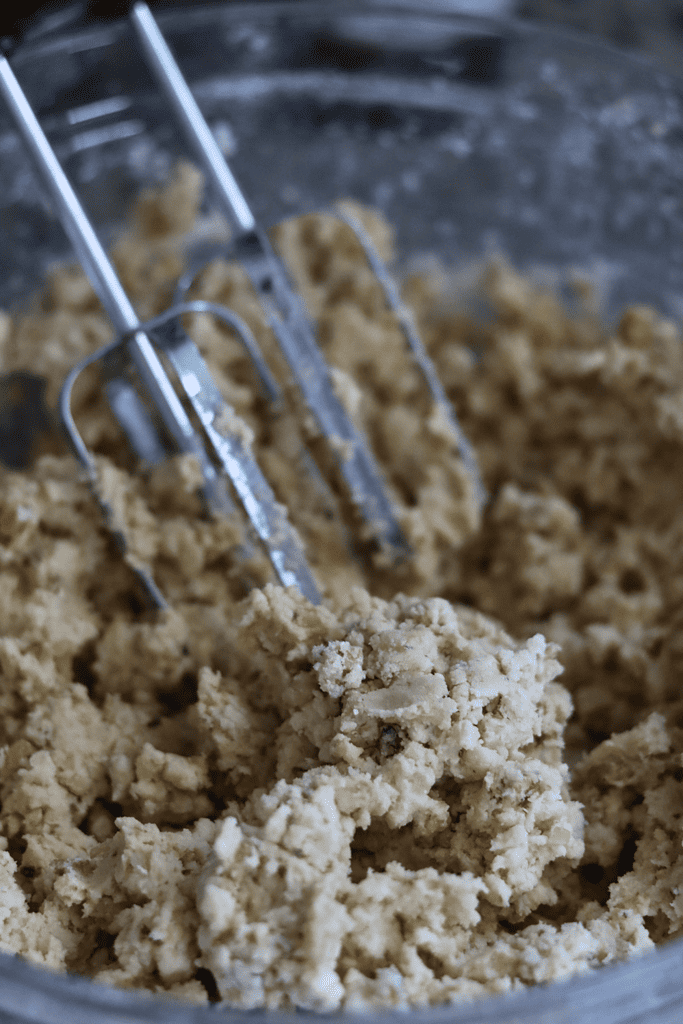 sourdough snowball cookie dough in a bowl 