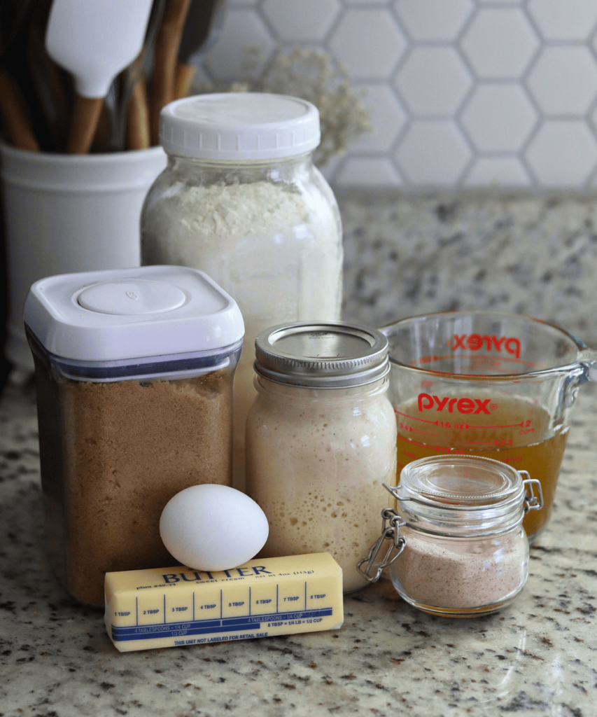 ingredients for Apple Cider Sourdough Cinnamon Rolls