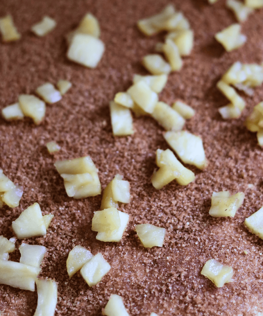 cinnamon and sugar and apple pieces for the filling