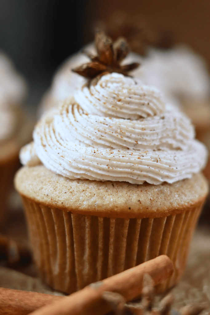 Sourdough Chai Cupcake with chai-spiced buttercream frosting