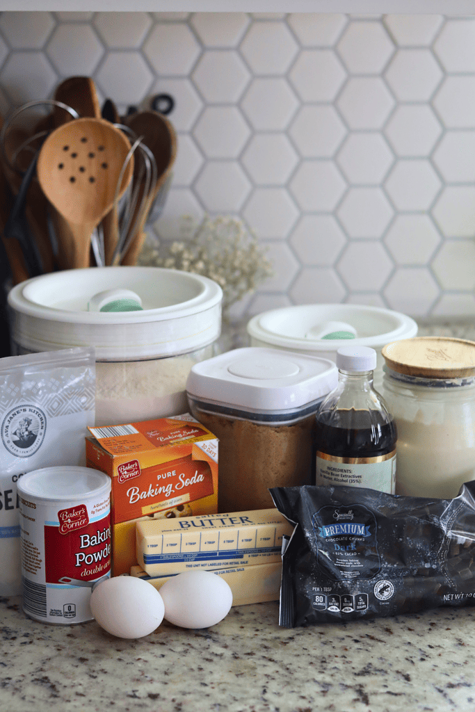 ingredients to make a sourdough skillet cookie