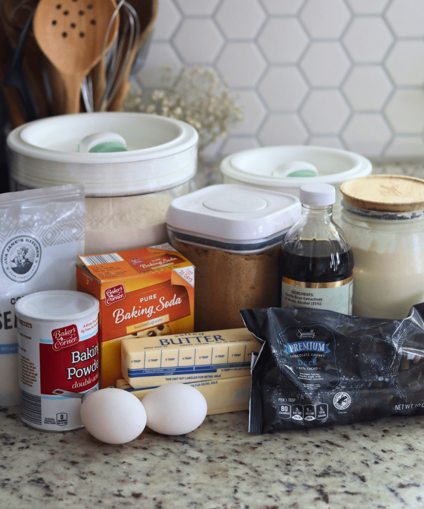 ingredients to make a sourdough skillet cookie