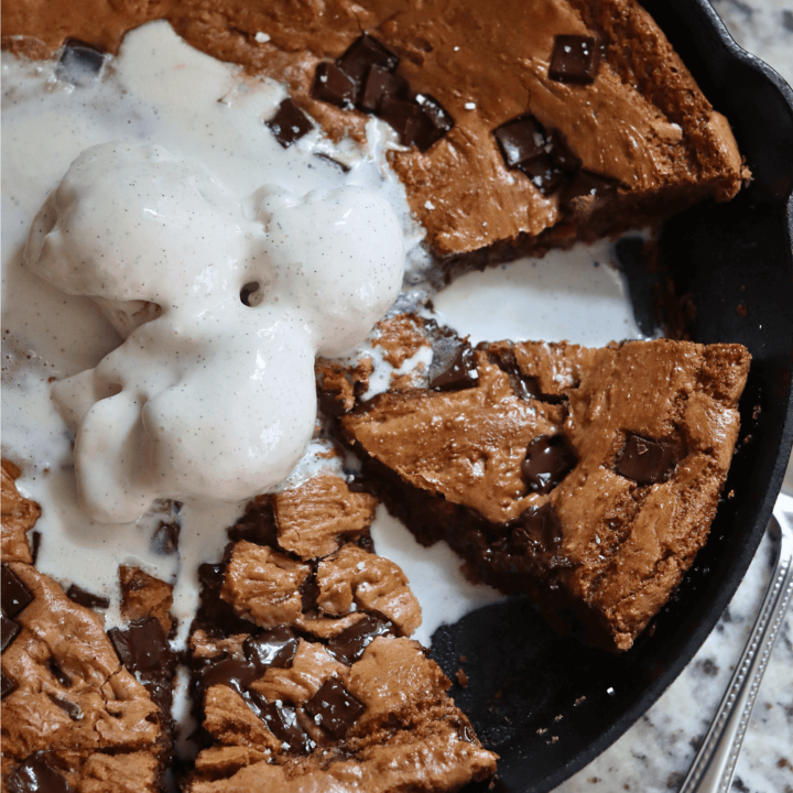 sourdough chocolate chip skillet cookie