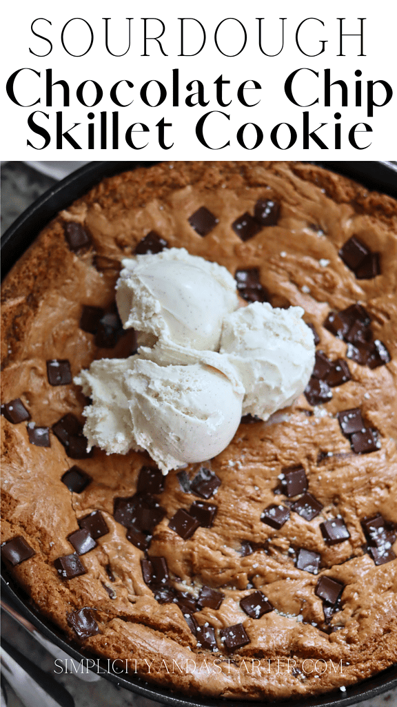 Pinterest Pin for Sourdough Skillet Cookie