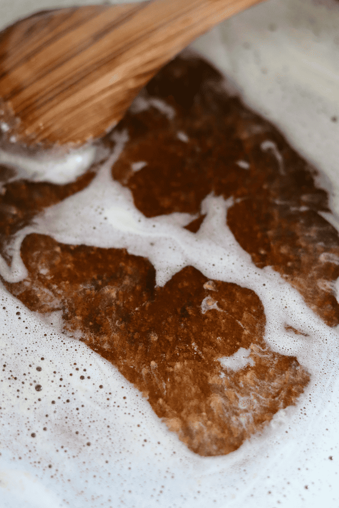 browned butter in a cast iron skillet