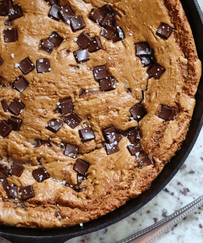 bake sourdough chocolate chip skillet cookie