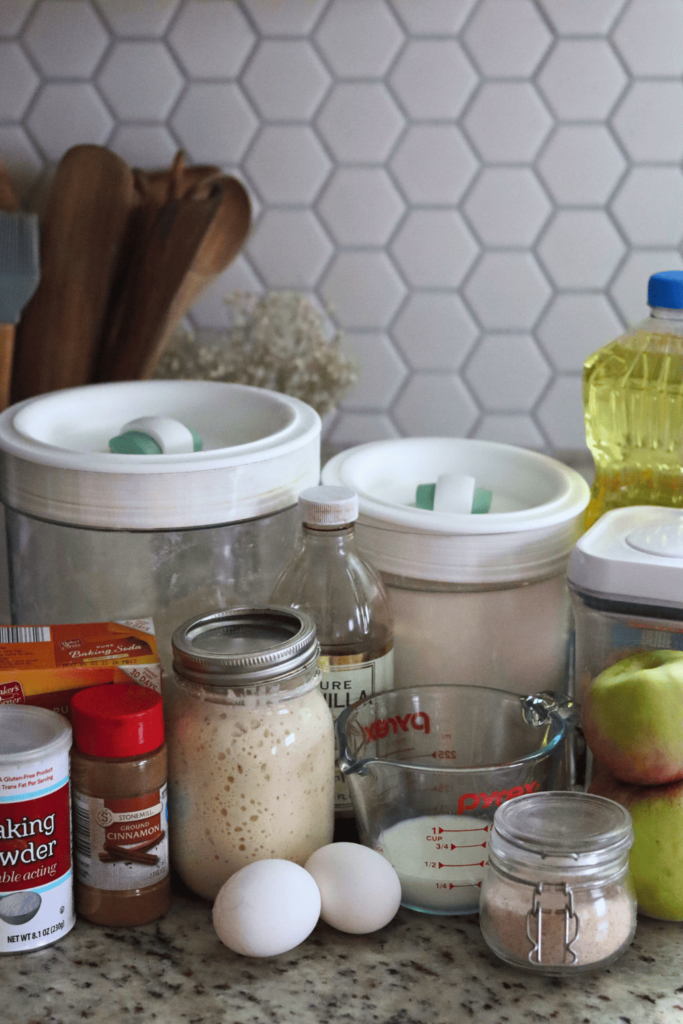 Ingredients to make Sourdough Apple Cinnamon Muffins