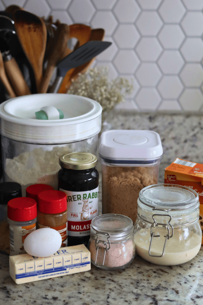 ingredients to make Sourdough Gingerbread Cookies
