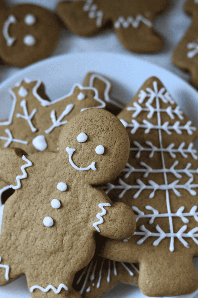 Sourdough Gingerbread Cookies on a white plate