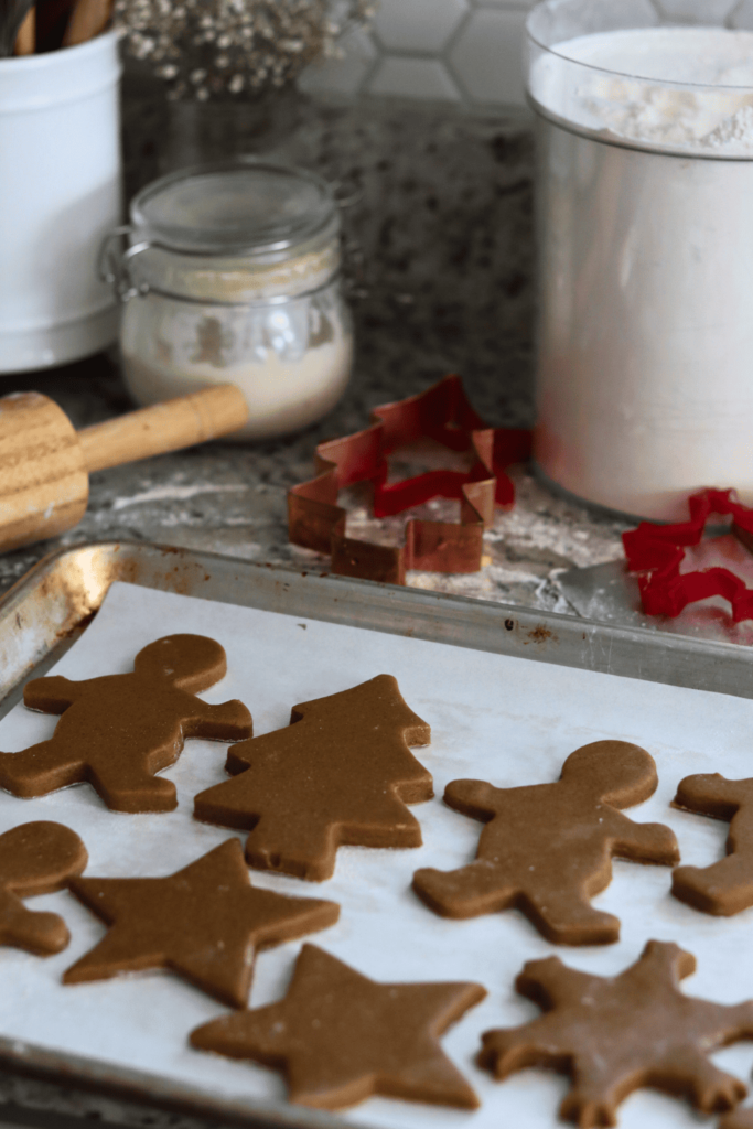 prebaked Sourdough Gingerbread Cookies on a cookie sheet