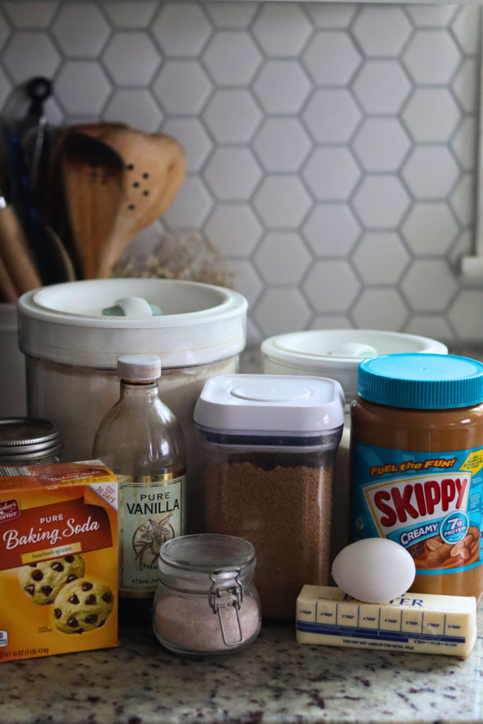 Ingredients to make Sourdough Peanut Butter Blossom