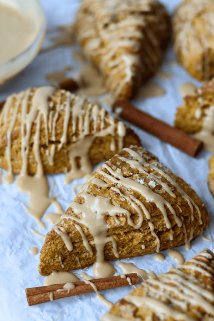 sourdough pumpkin scones with maple glaze