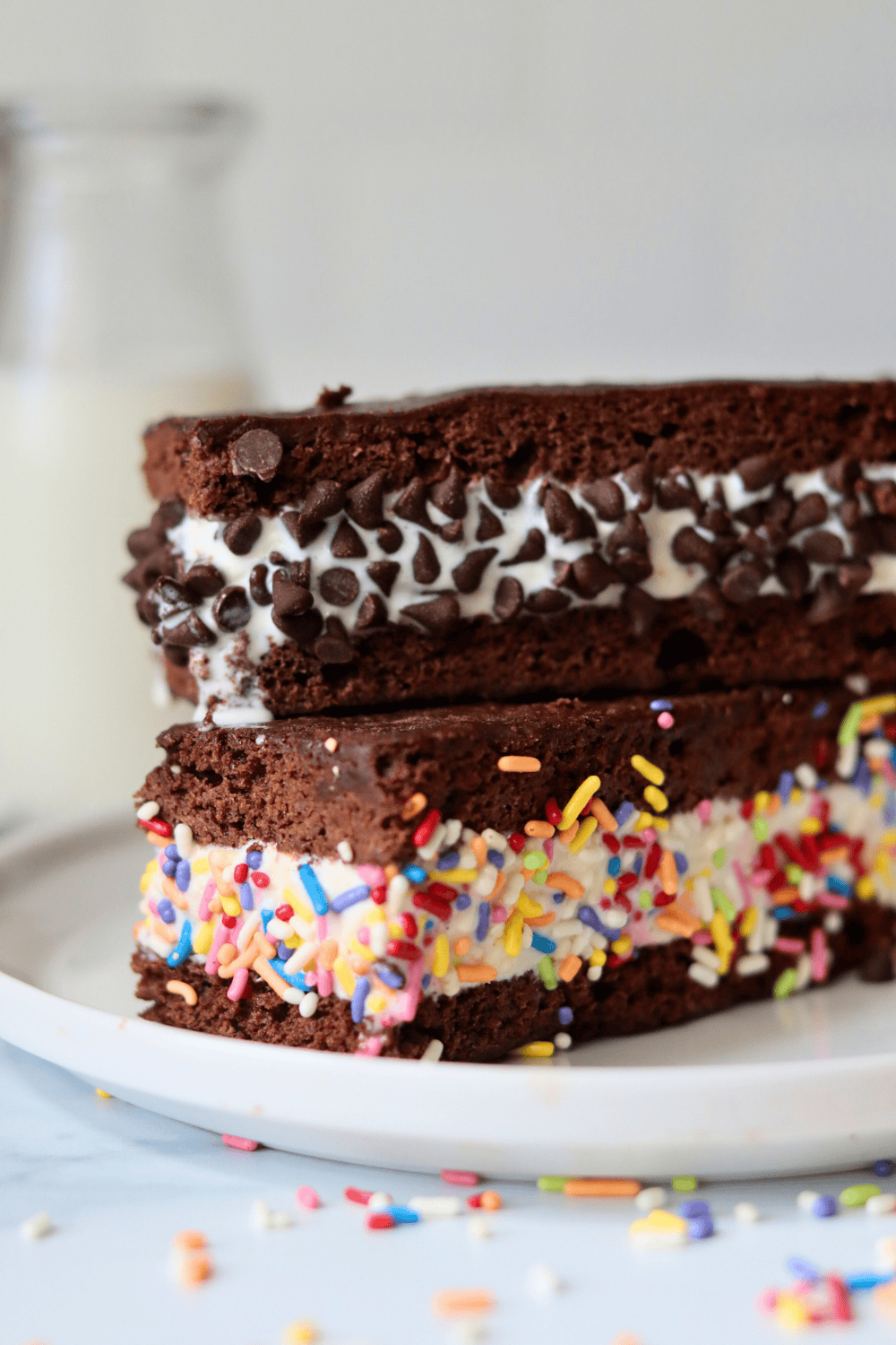 Sourdough Ice Cream sandwiches with springles and mini chocolate chips