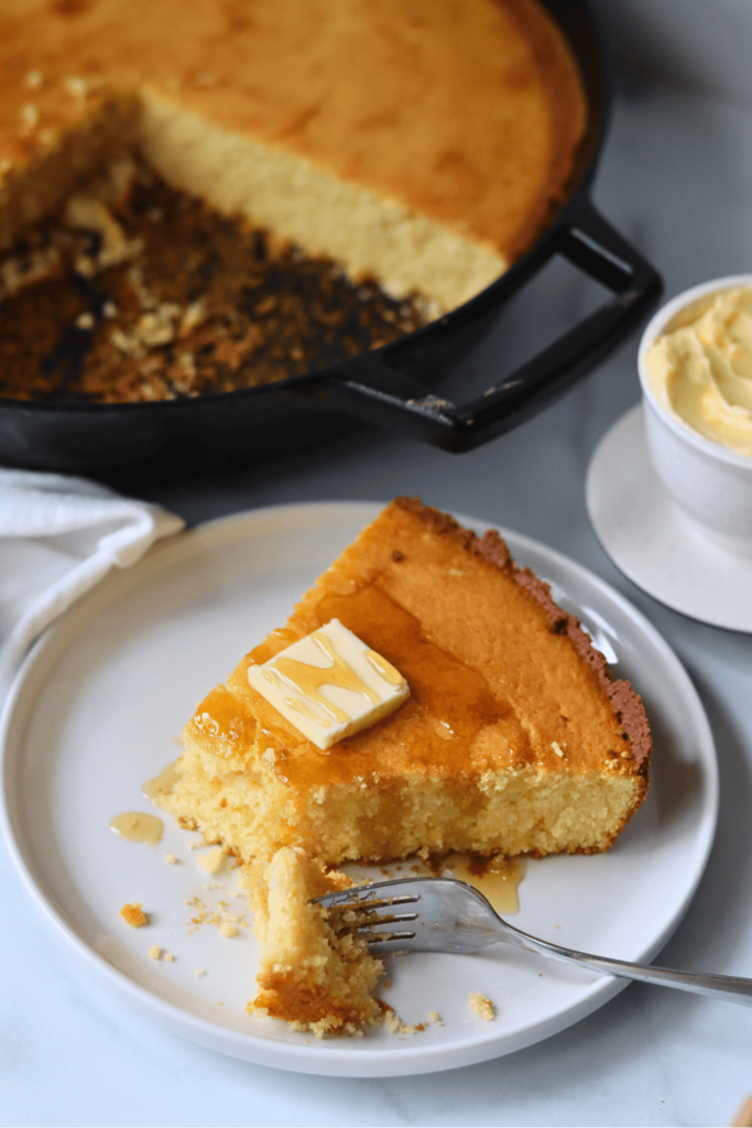 Sourdough cornbread on a plate