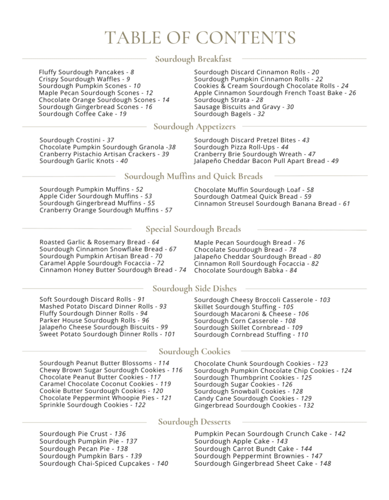 Table of Contents for cookbook
