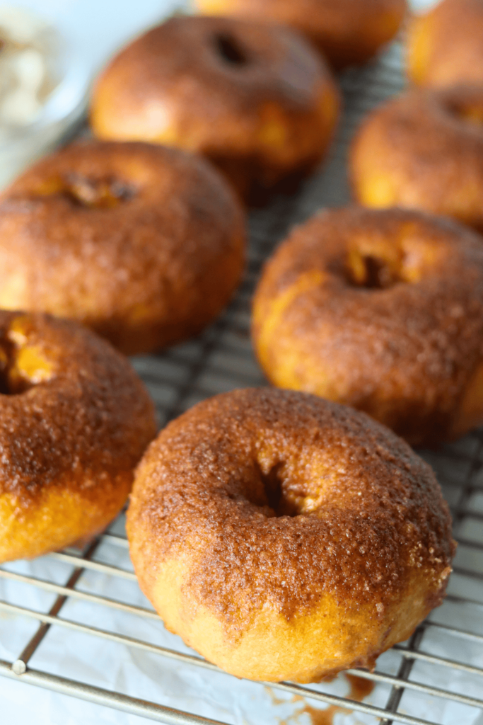 sourdough bagels in a pan