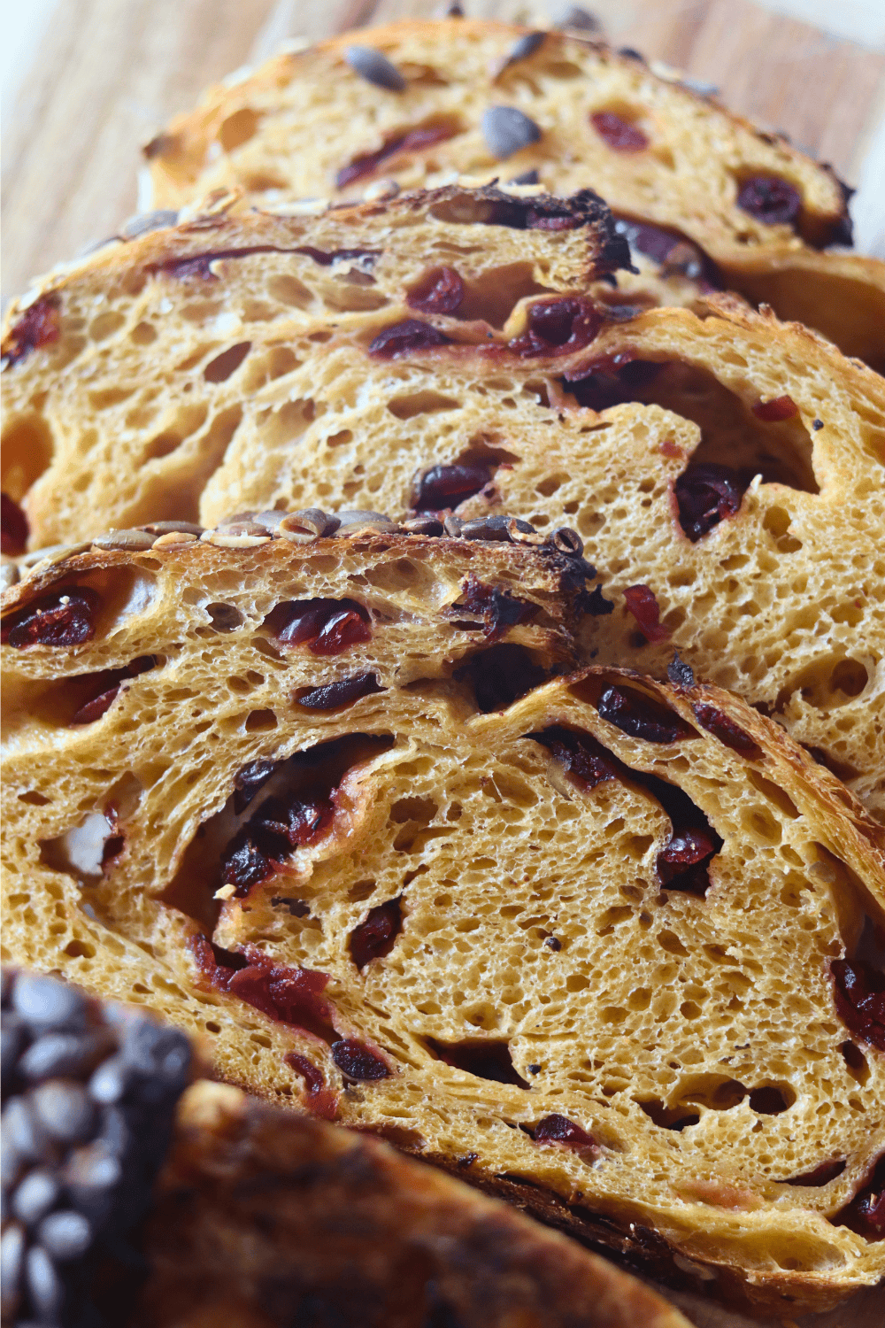 sliced loaves of sourdough pumpkin bread