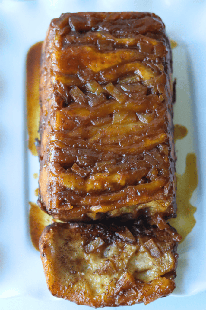 baked sourdough caramel apple pull apart bread