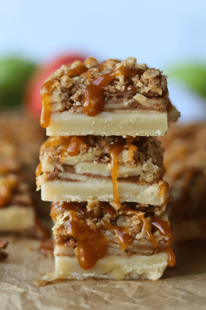 stacked salted caramel apple pie bars