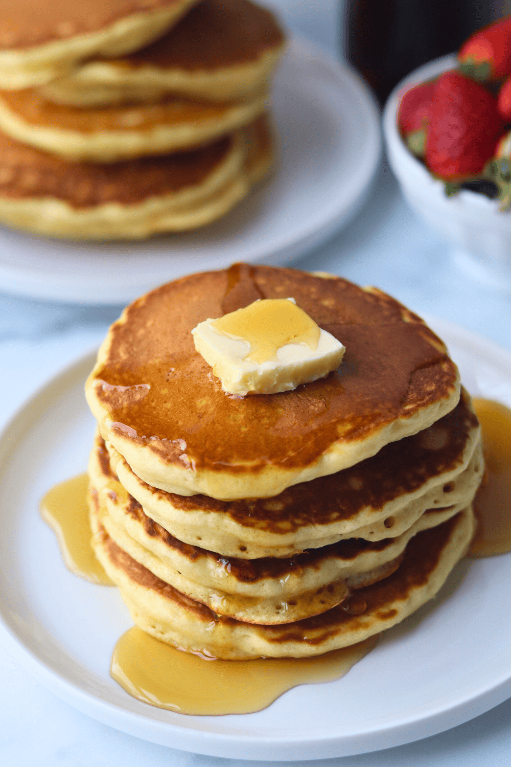a stack of sourdough pancakes