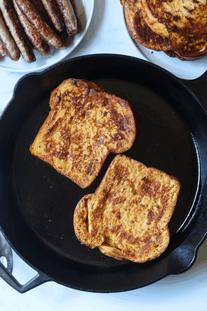 bread being cooked in a skillet