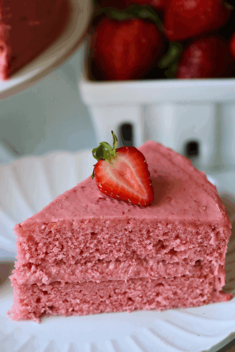piece of sourdough strawberry cake