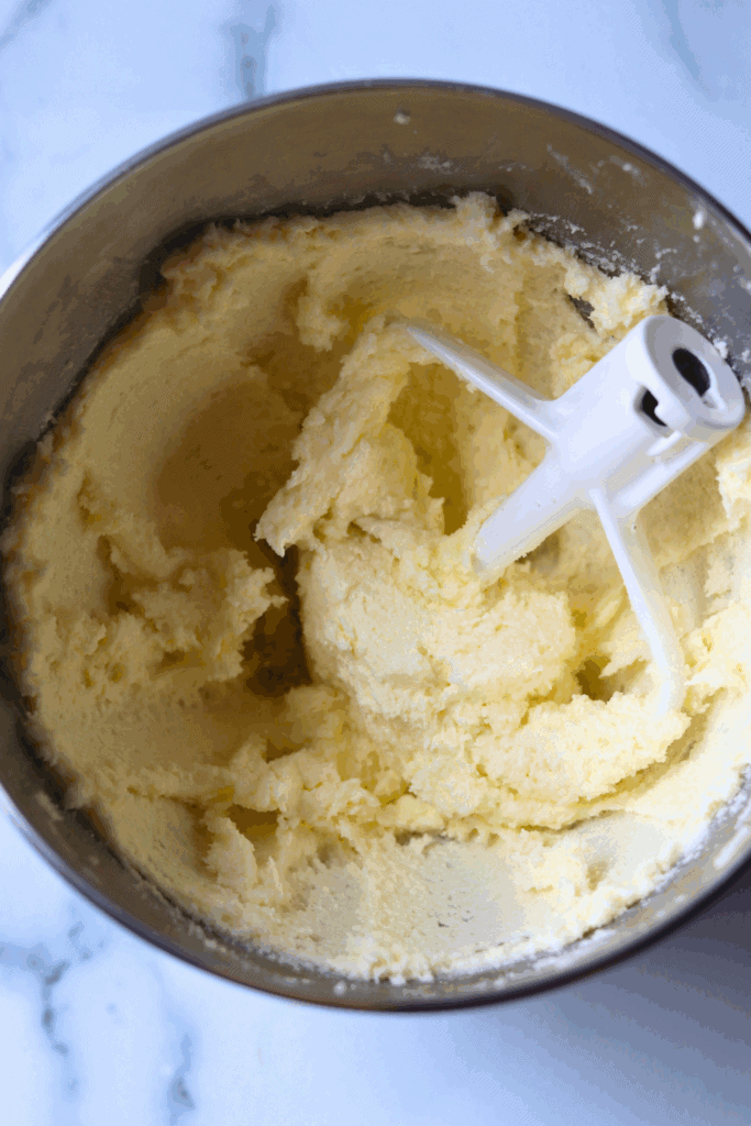 mixed sugar and butter in stand mixer