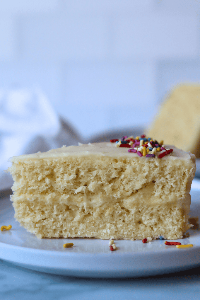 a slice of sourdough vanilla cake