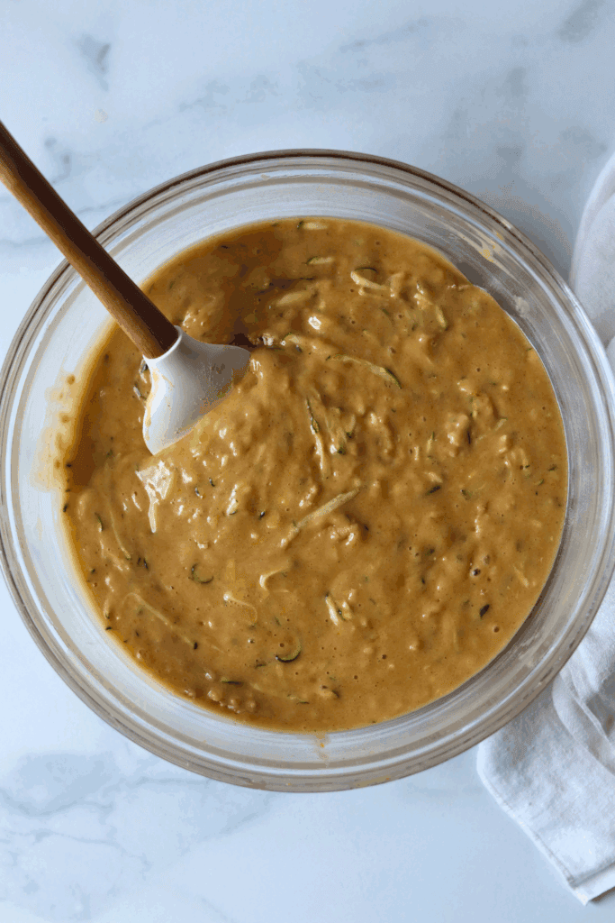 mixed batter for making zucchini bread