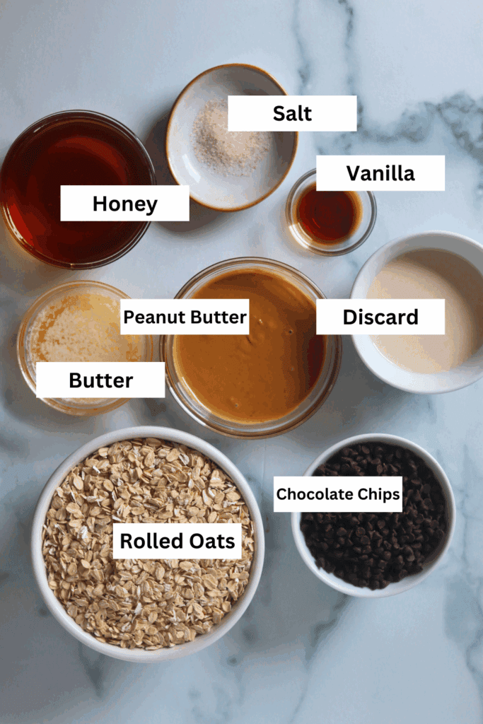 ingredients for making sourdough granola bars