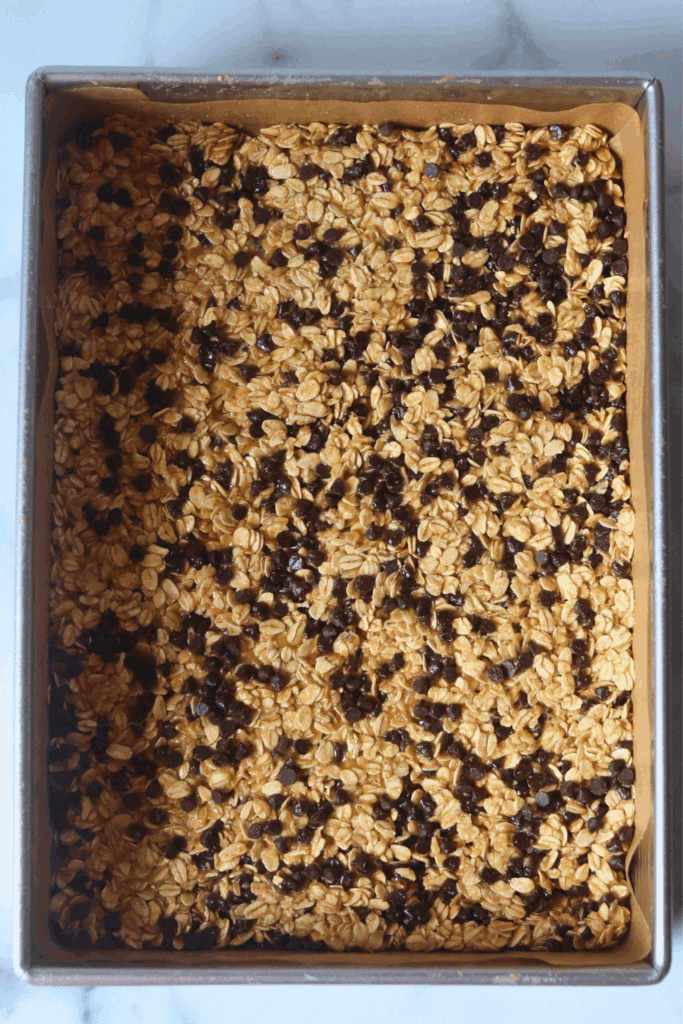 poured granola mixture onto the pan