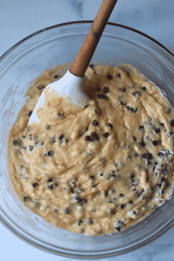 mixed wet and dry ingredients to make muffin batter