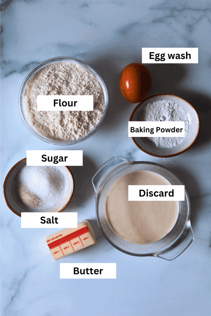 ingredients for making sourdough ritz crackers