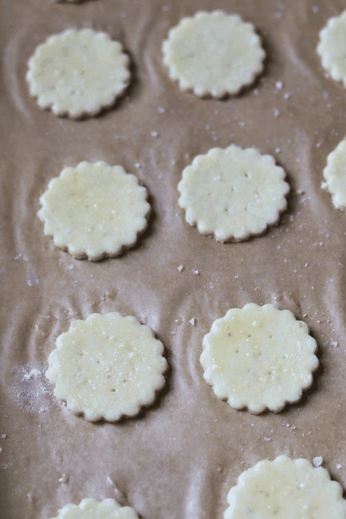 dough crackers brushed with egg wash