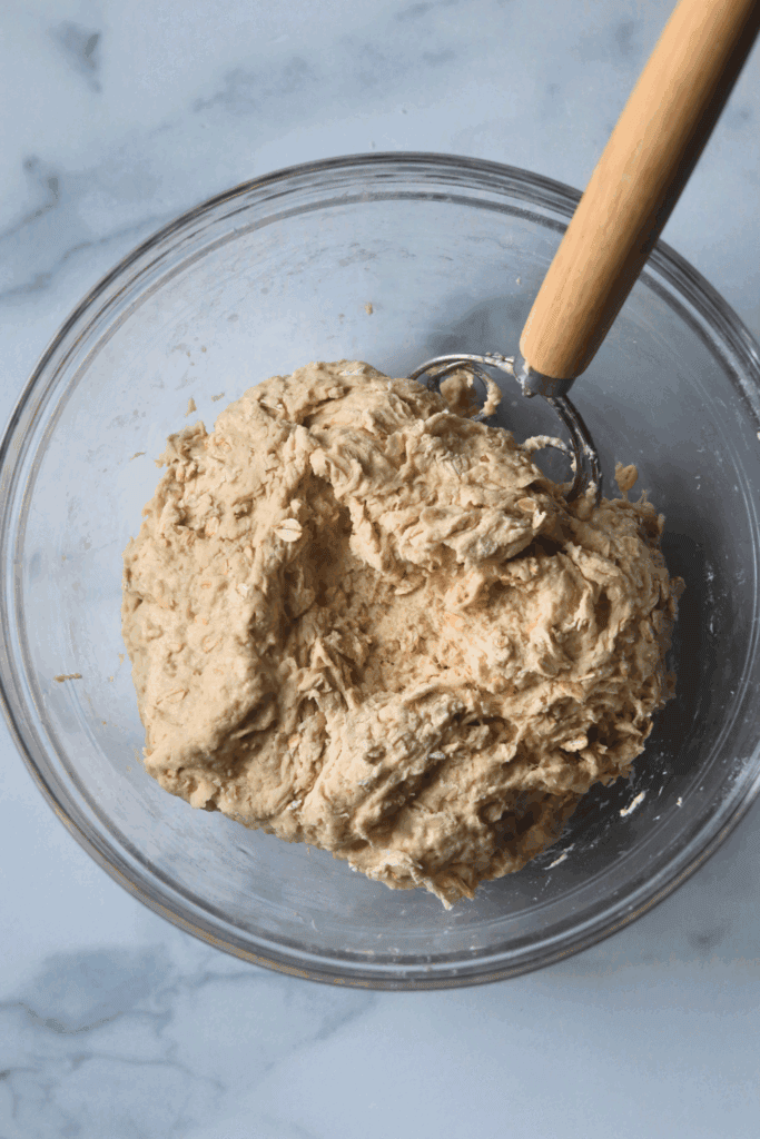 mixed ingredients with danish whisk