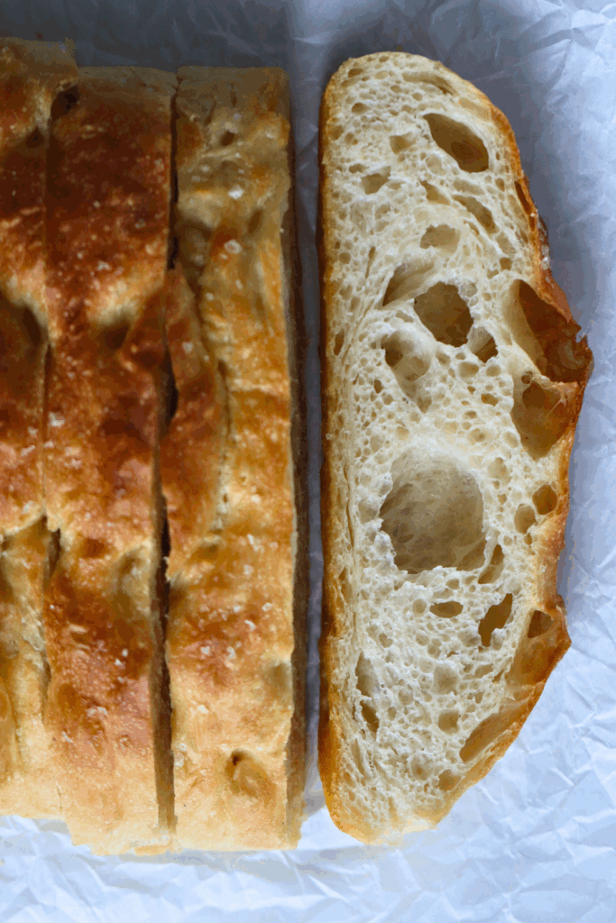 sliced focaccia bread