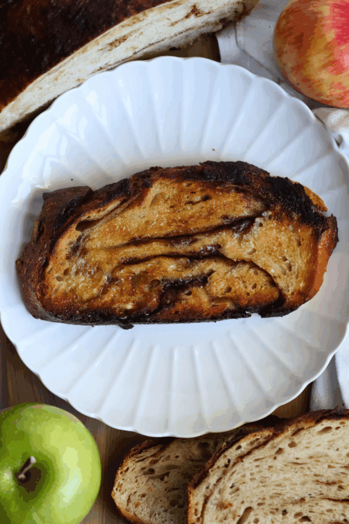 a piece of apple cinnamon sourdough bread