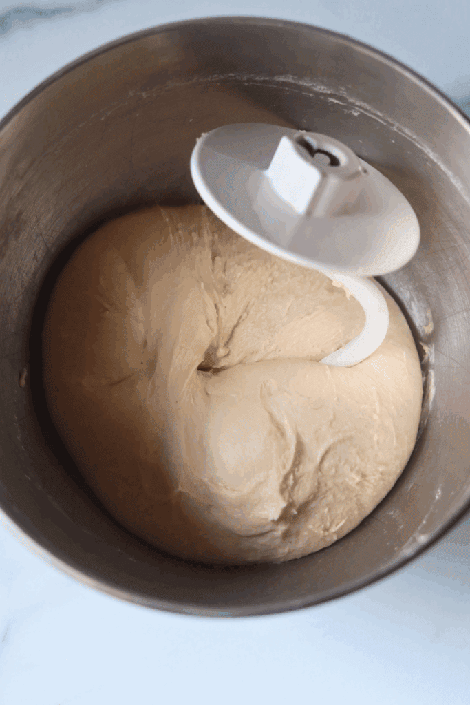 ingredients mixed in a standing mixer