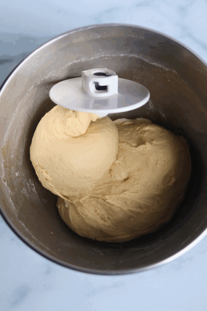 ingredients mixed in a standing mixer