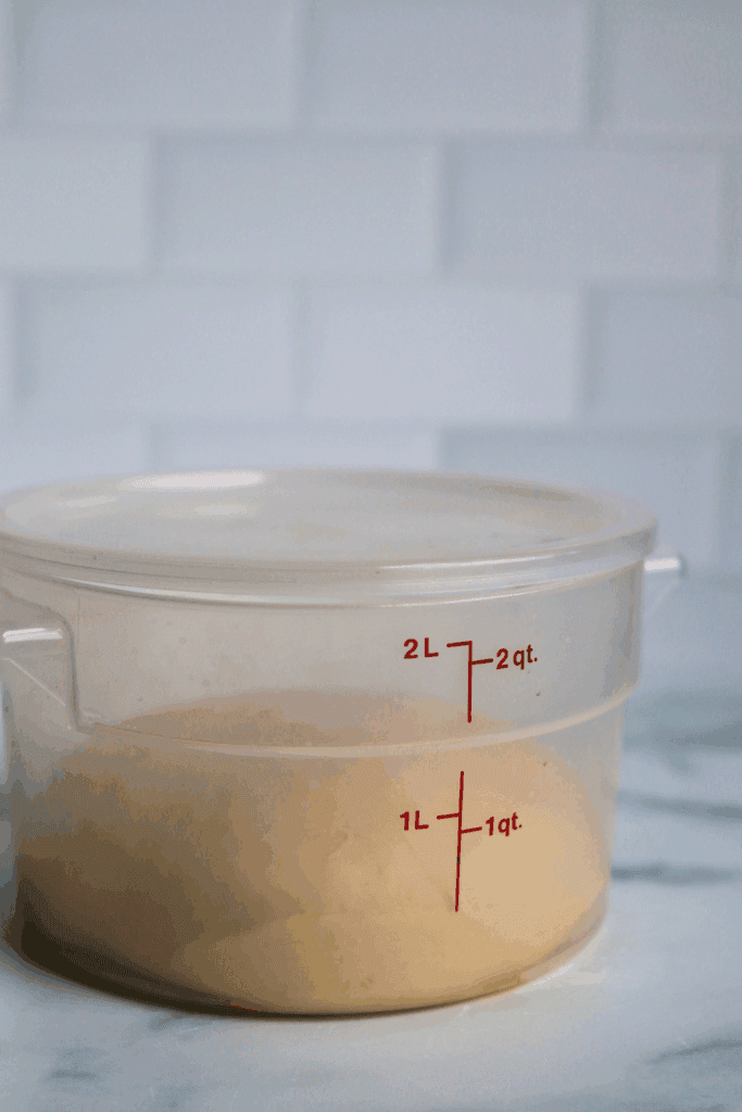 dough inside a greased container
