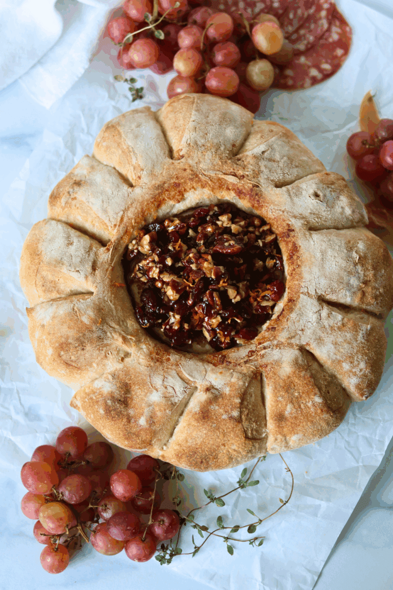 cranberry brie sourdough wreath