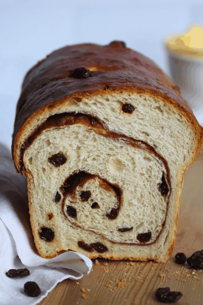 baked sandwich bread with raisins 