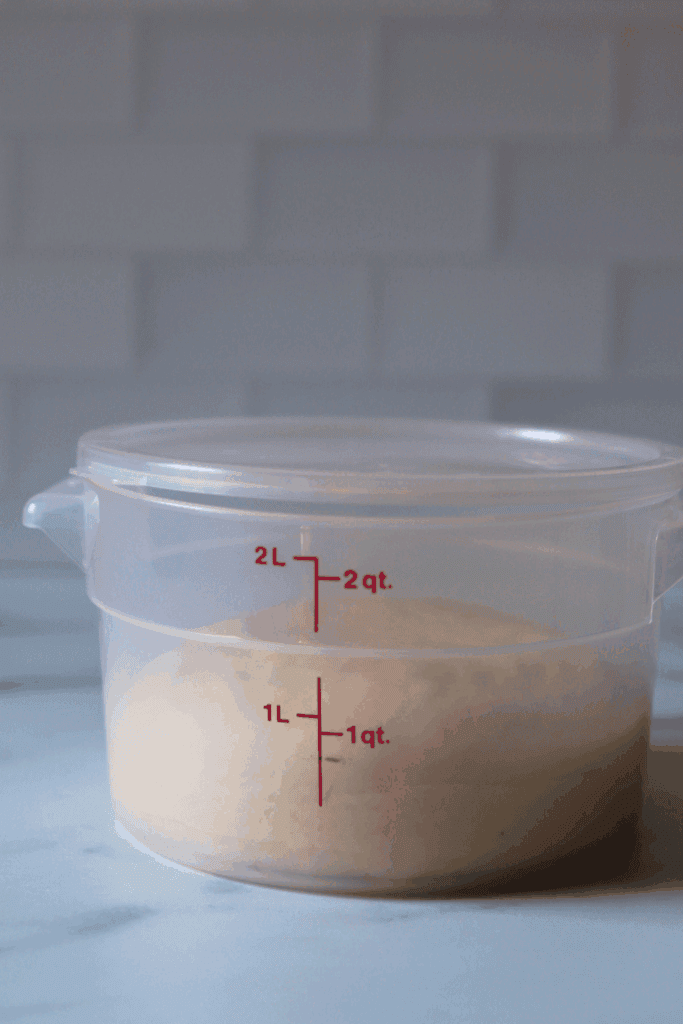 resting the dough in a covered container
