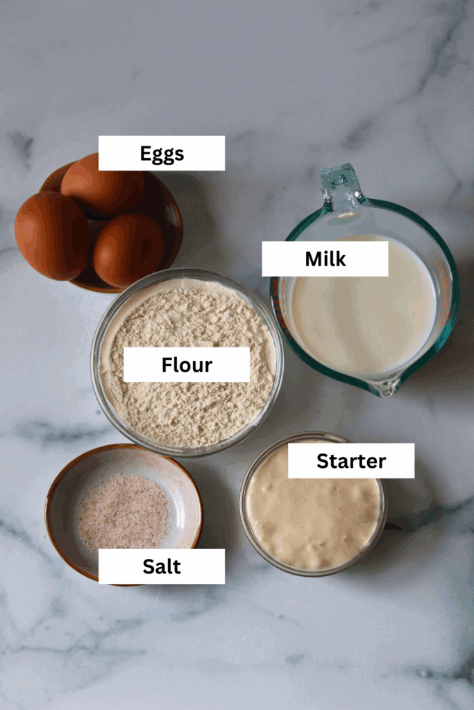 ingredients for making sourdough popovers