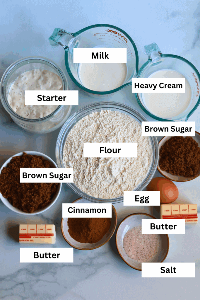 ingredients for making sourdough sticky buns